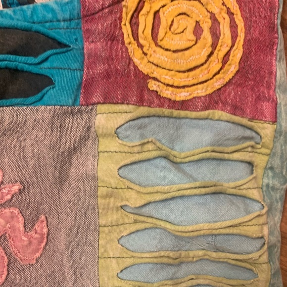 Boho tote with peace ☮️ sign, om symbol, other designs VINTAGE, no maker mark - Picture 8 of 11